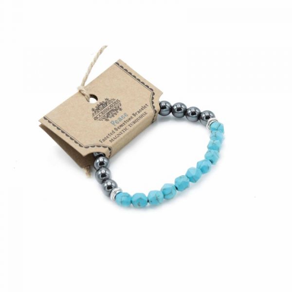 Awartisan Pulseira Pedra Preciosas Talhadas Turquesa Magnético