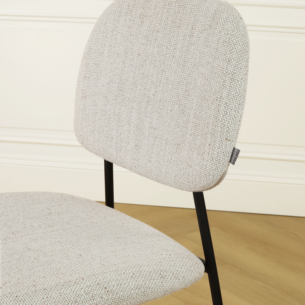 Eetkamerstoel Jasmijn beige gemêleerd - zwart onderstel