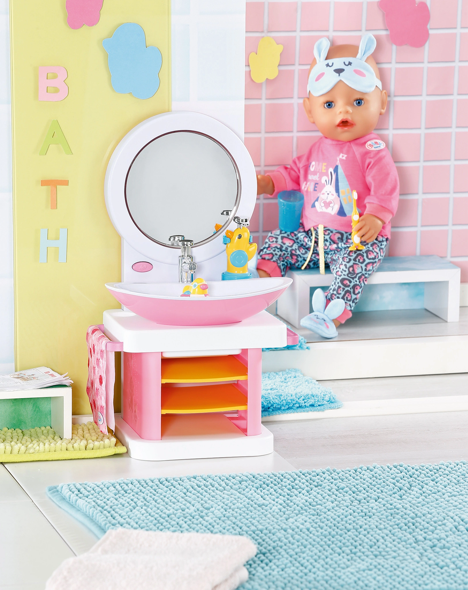 Puppen-Zubehör BABY born® - WASCHTISCH in weiß/rosa