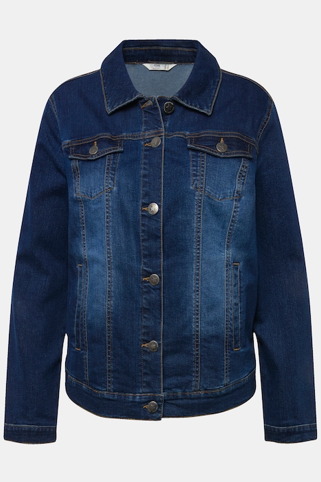 Jeansjacke Frieda, Wascheffekte, Hemdkragen, Langarm