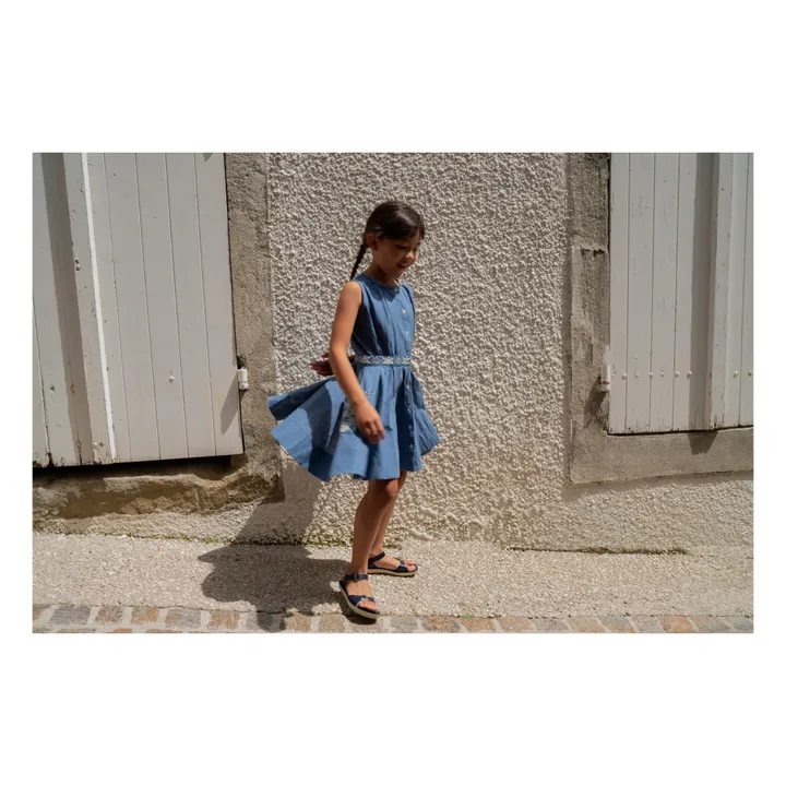 Lali Robe Corset Fleurs Brodées | Bleu jean