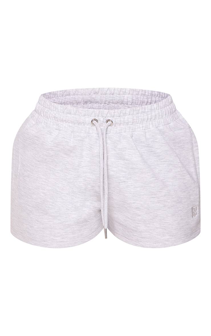 Gris Cendré Short Brodé En Jersey Interlock Petite