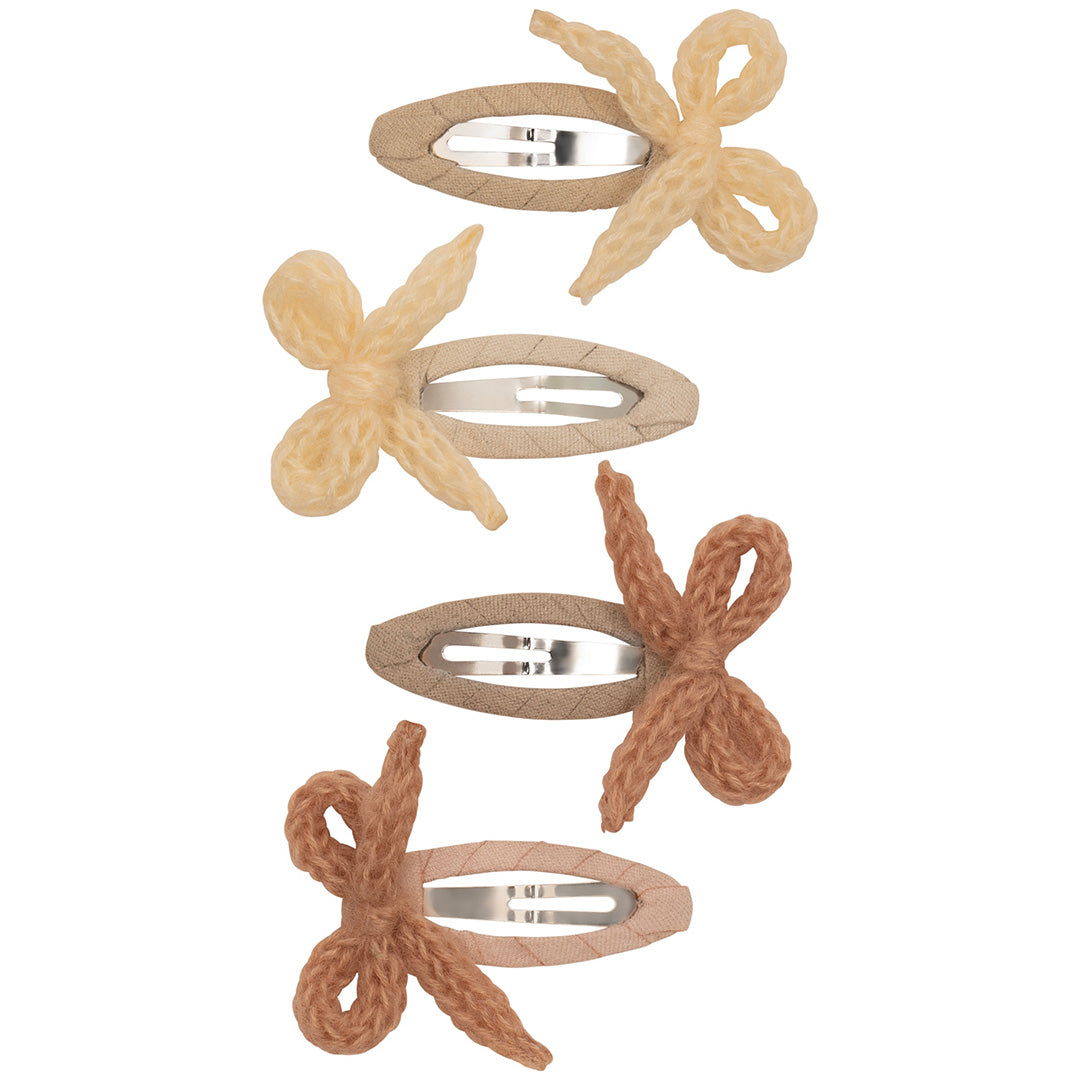 mimi & lula haarspeldjes granny knitted bow - neutral - 4st