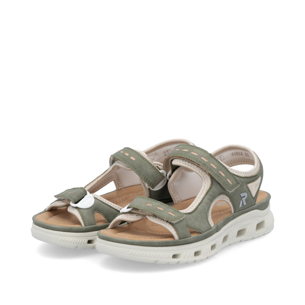 Rieker Damen-Sandalette Schilf-Grün-Perlcreme