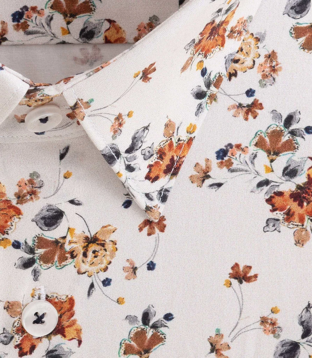 Chemise à imprimé floral camel 