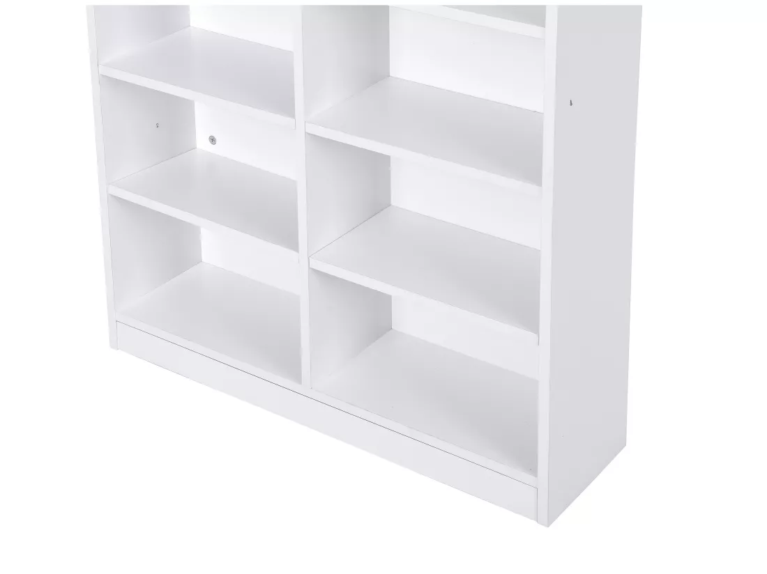 Ilot central de cuisine avec 3 tiroirs et 8 niches en MDF - Blanc et Naturel clair - PALESTRINA