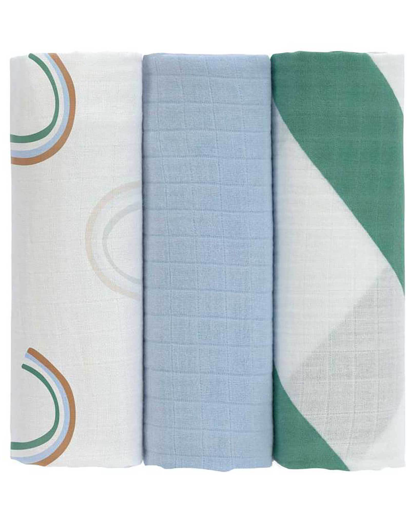 Mulltücher HAPPY RASCALS SMILE (85x85) 3er-Set in sky blue