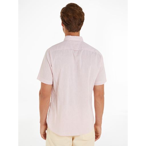 Tommy Hilfiger W-CO/LI Fake Solid RF Skjorte, Teaberry Blossom/Optic White, XXL