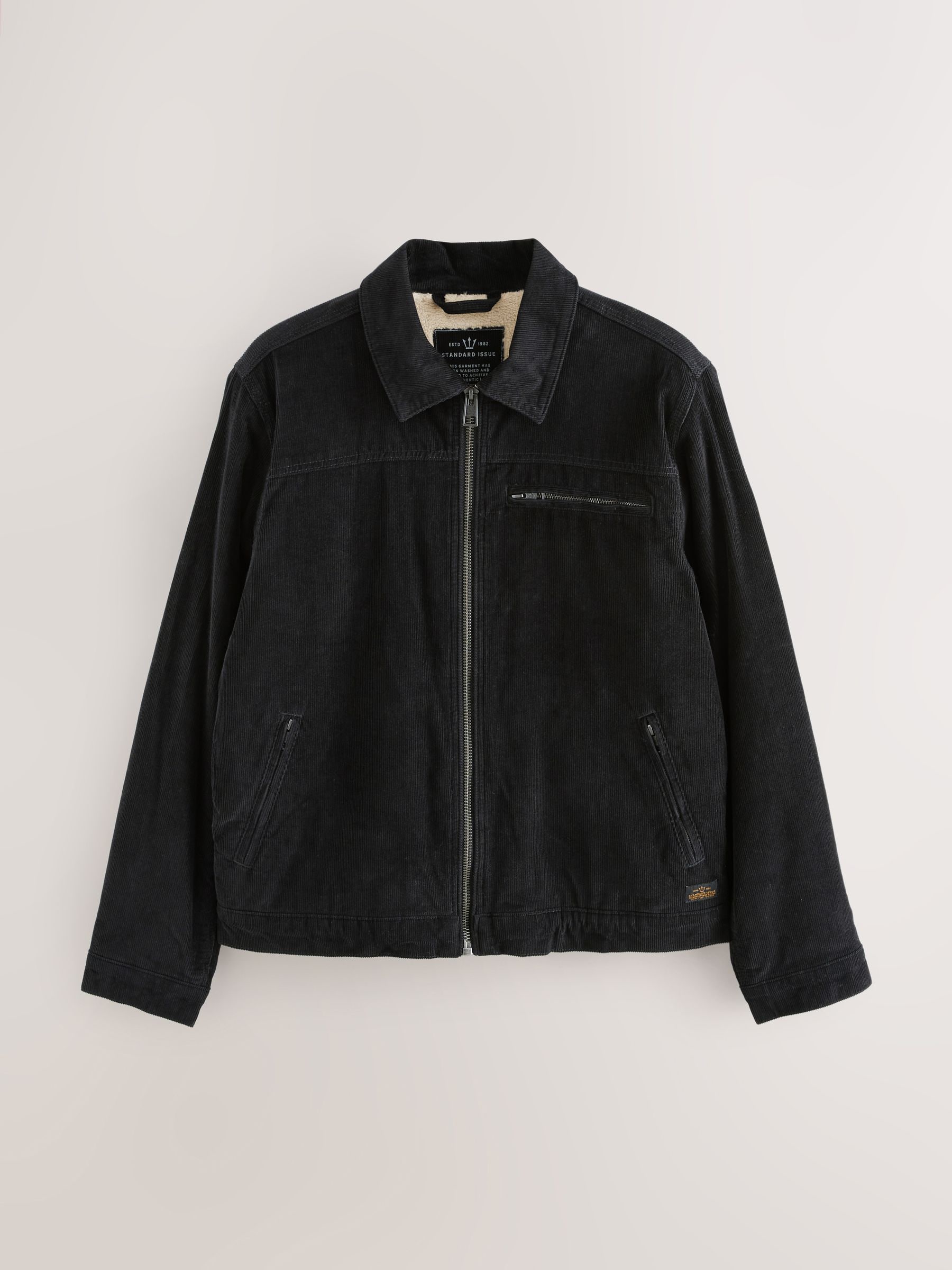 Zwart - Corduroy Borg Lined Jacket