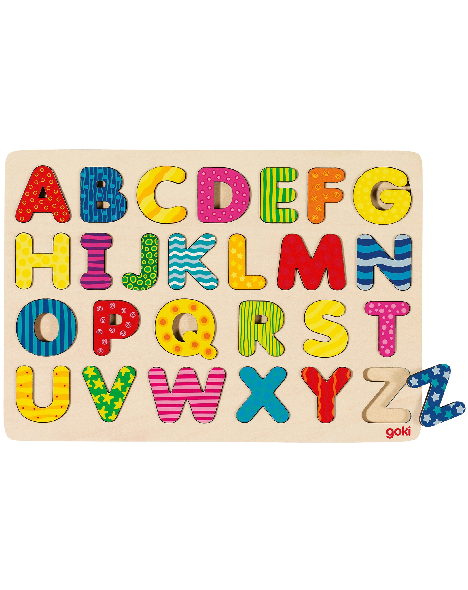 Holzpuzzle ALPHABET 26-teilig in bunt