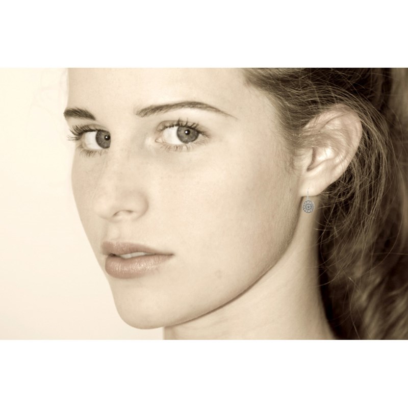 Boucles d'Oreilles Cercle d'Argent Soleil Arabesque