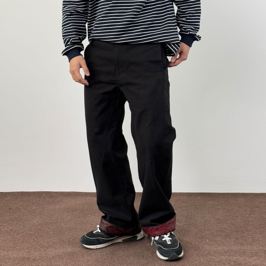 DragonRoad - Rechte broek van imitatieleer met middelhoge taille en paneel