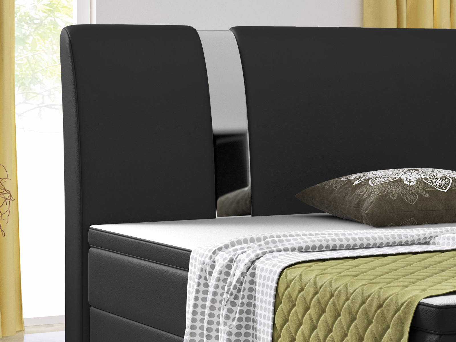 Boxspringbett - schwarz - Kunstleder - mit Topper - H3 - 180x200 cm
