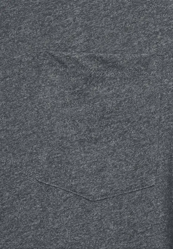 Long T-Shirt mit Brusttasche - steel grey melange