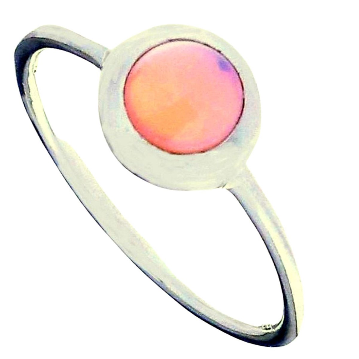 Bague femme enfant taille 56 cz rond rose en argent EN26