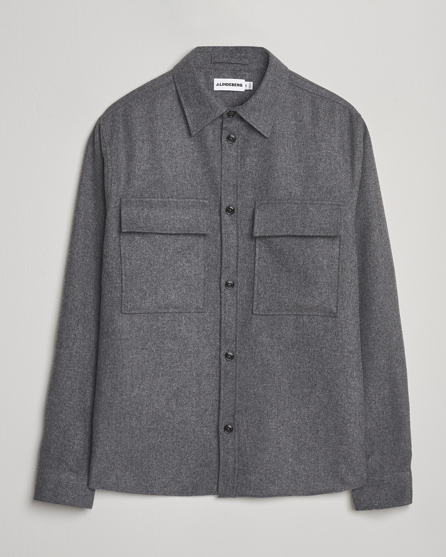 J.Lindeberg Flat Wool Overshirt Dark Grey Melange