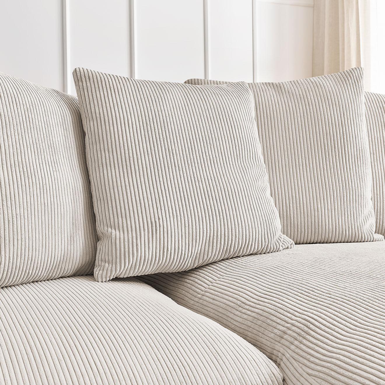 Bobochic Canapé d'angle réversible ultra moelleux voltaire velours côtelé beige - 310x174x75 cm