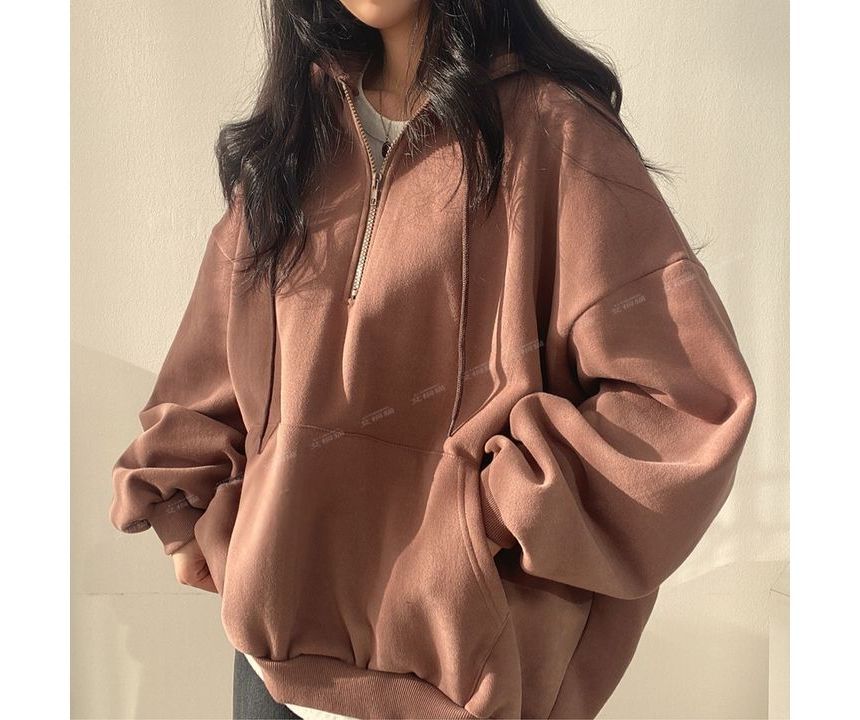Meatacci - Effen hoodie met halve rits