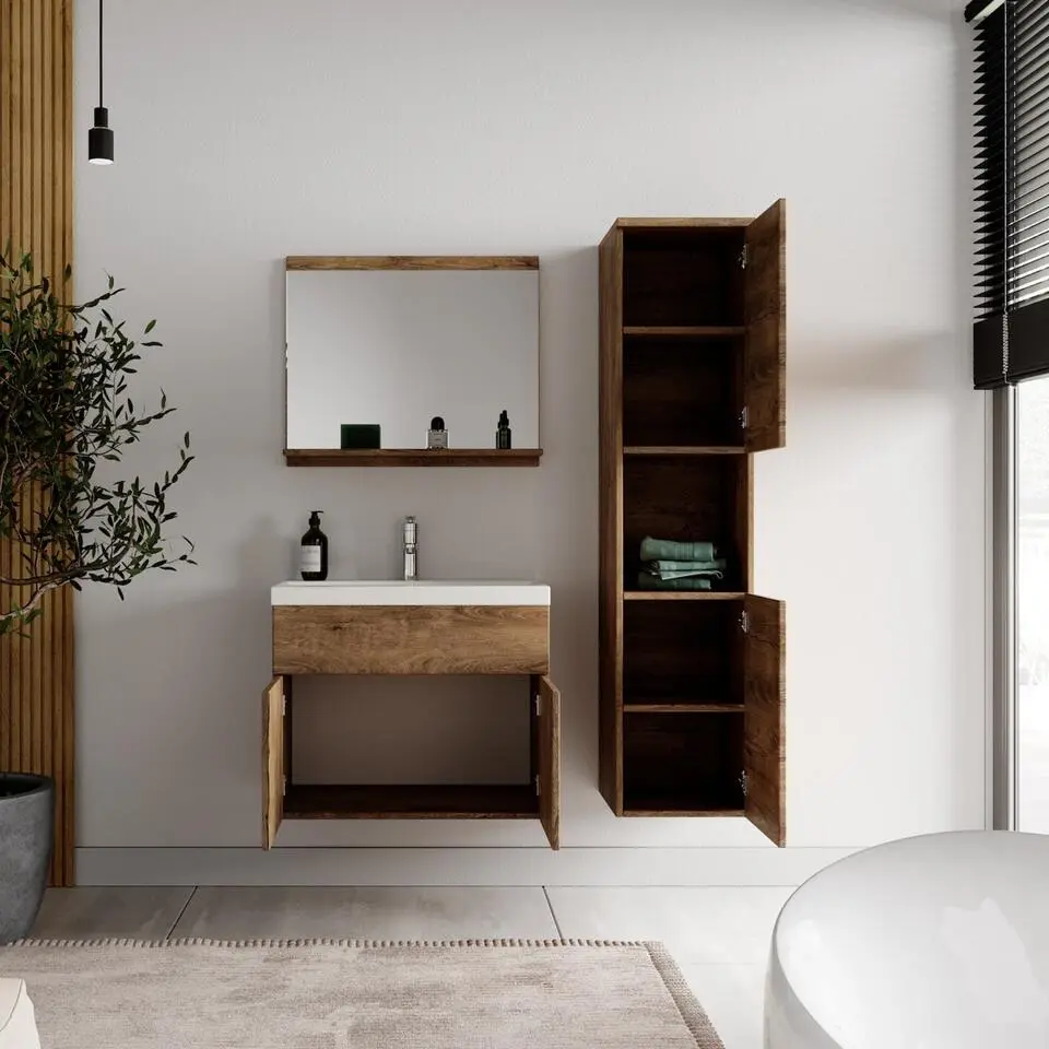 Badplaats Badkamermeubel Set Montreal 60 x 35 cm - Bruin Eiken - Badmeubel met