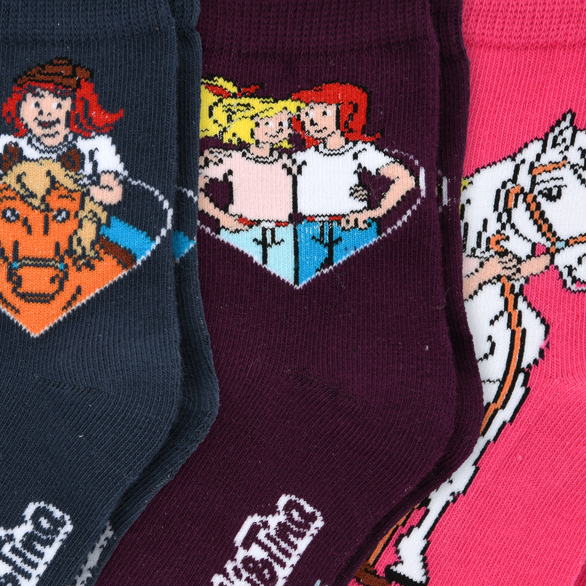 Topolino 3 Bibi & Tina Socken im Set dunkellila / pink / dunkelblau