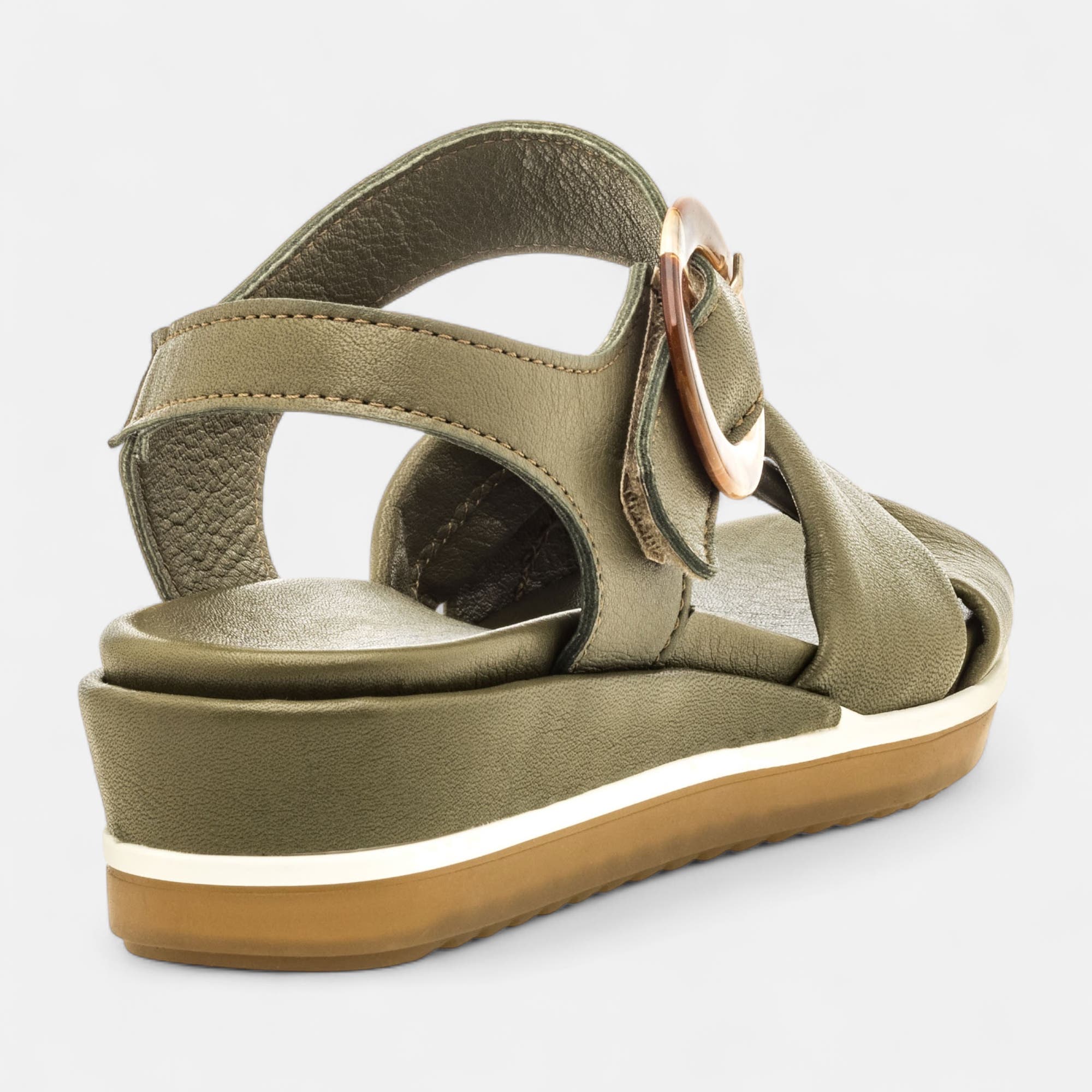 Sandales Femme en cuir kaki