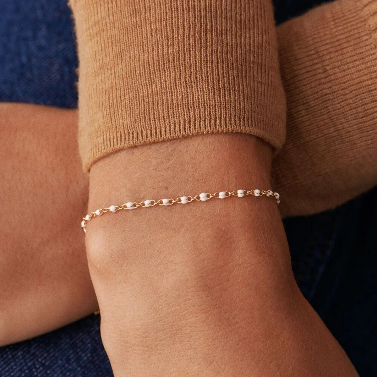 Bracelet Agatha Smarty perles émail blanc