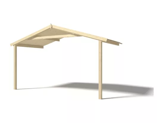 Abri de jardin en bois - 4x3 m + terrasse avec balustrade et avant-toit en bois - 24 m2 - DOM337+DOM392+DOM393+POD04 - ALTANKA