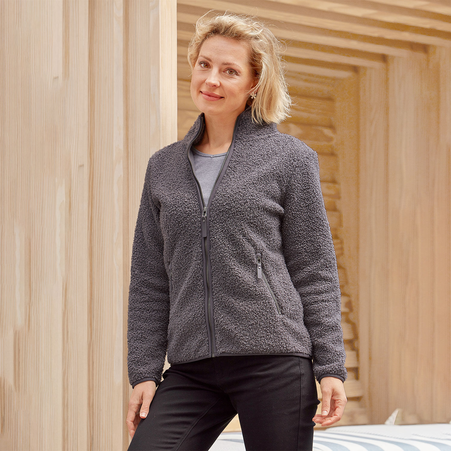 Sherpa Fleece Jacke Damen wärmend