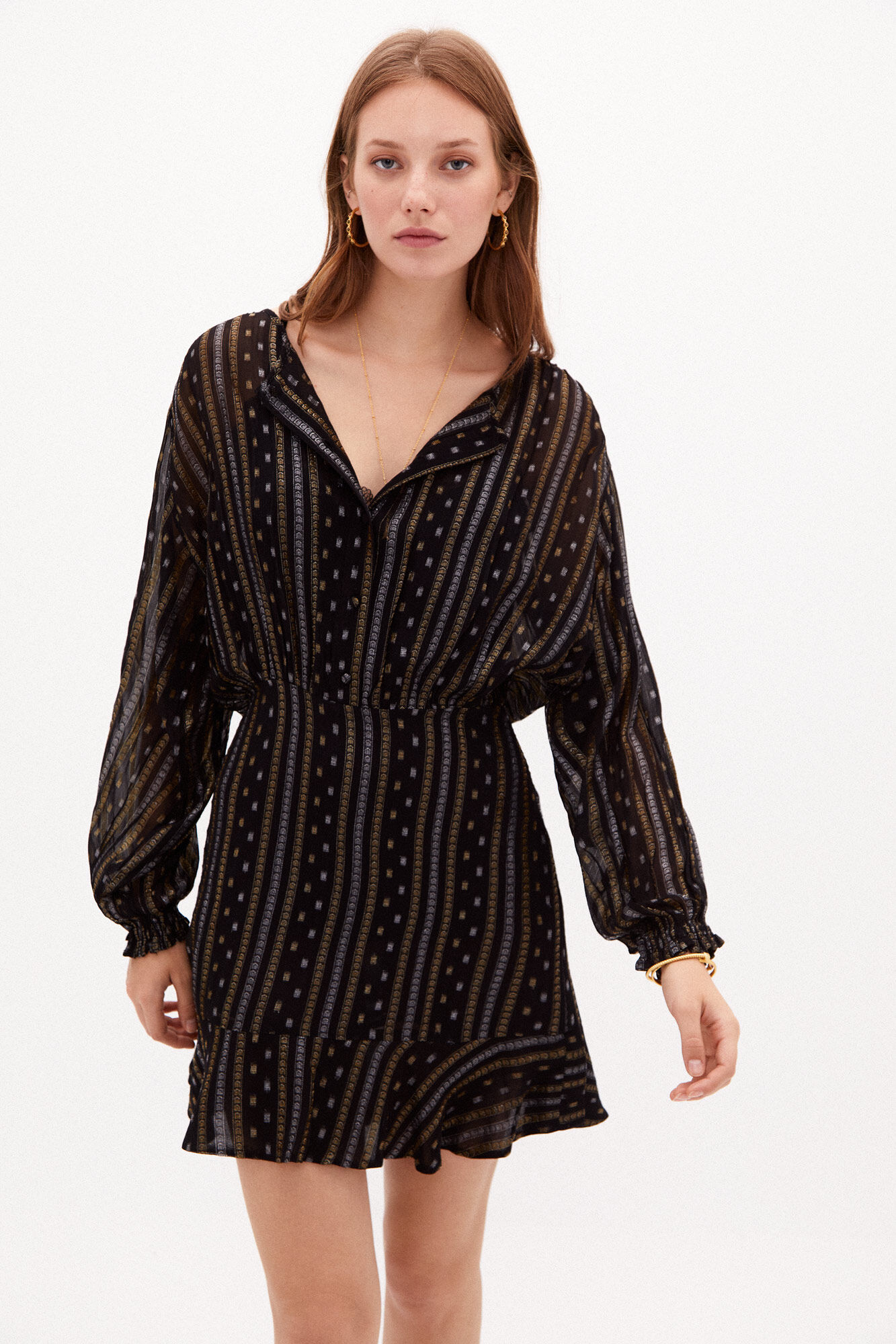 Vestido curto Alizee com lurex - Preto