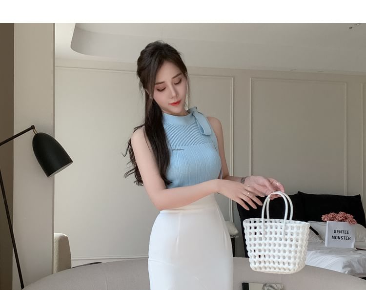 MAVIS - Hoge taille effen asymmetrische midi zeemeerminrok