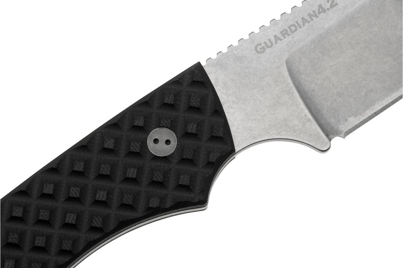 Bradford Knives Guardian 4.2 Black G10 Textured, CPM-Magnacut, Sabre Grind, Stonewashed Finish, vaststaand mes
