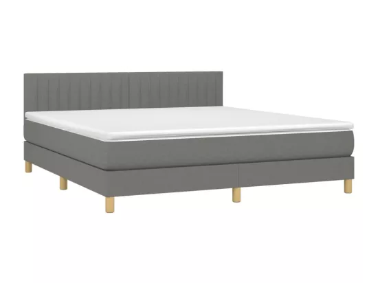 Sommier tapissier et matelas et LED Gris foncé 180x200 cm Tissu