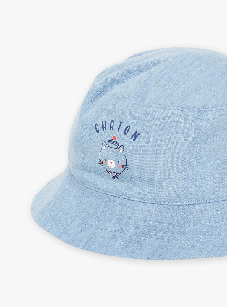 Bob réversible avec denim bleu et rayures bleu marine