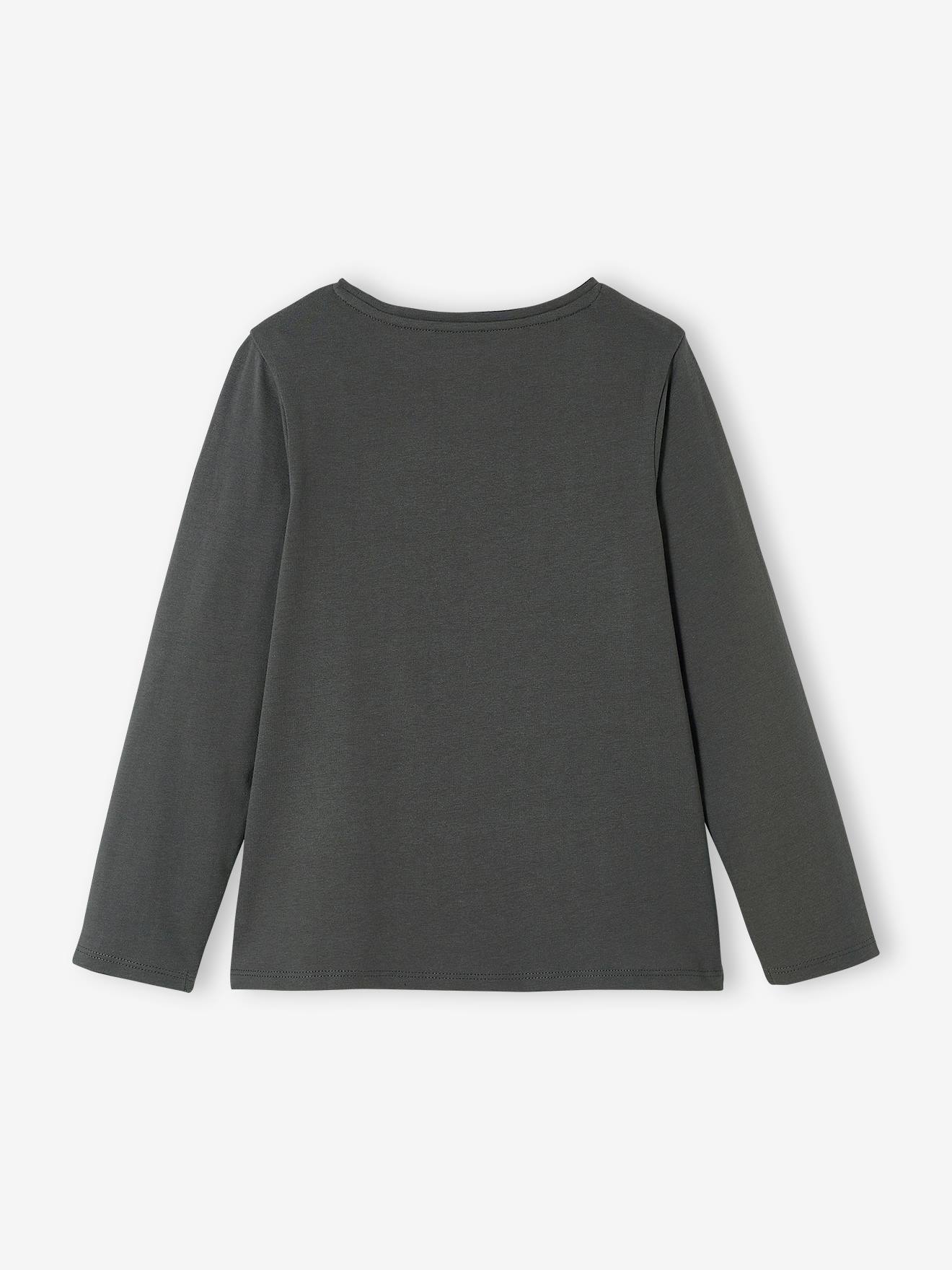 Camiseta com coelho e laço elegante, camiseta lisa cinza-escura infantil com estampas.
