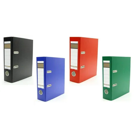 Livepac Office Ordner DIN A5, quer, 75 mm breit, 4 Stück je 1x in grün, blau, rot und schwarz