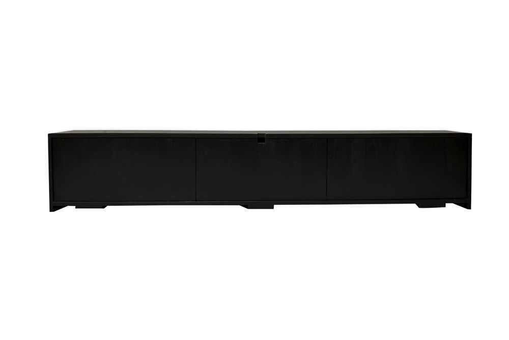 Hängendes TV-Board ILLUSION 160cm schwarz Mangoholz Massivholz mit 3D Schnitzereien gold
