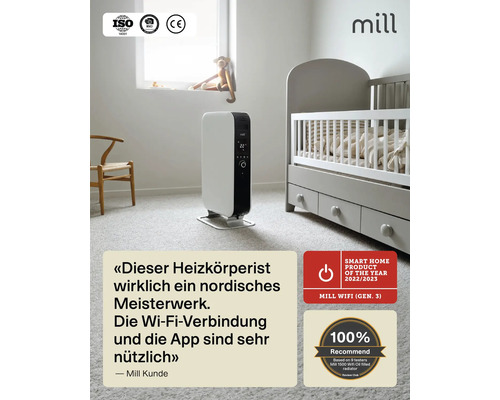 Olieradiator Mill Gentle Air WIFI 42 x 65,6 cm 2000 W wit