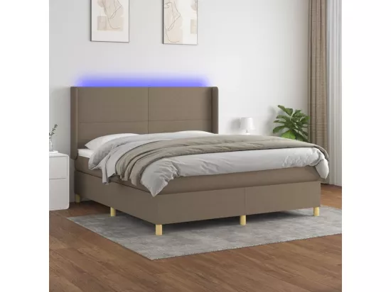 Sommier tapissier avec matelas et LED Taupe 160x200 cm Tissu