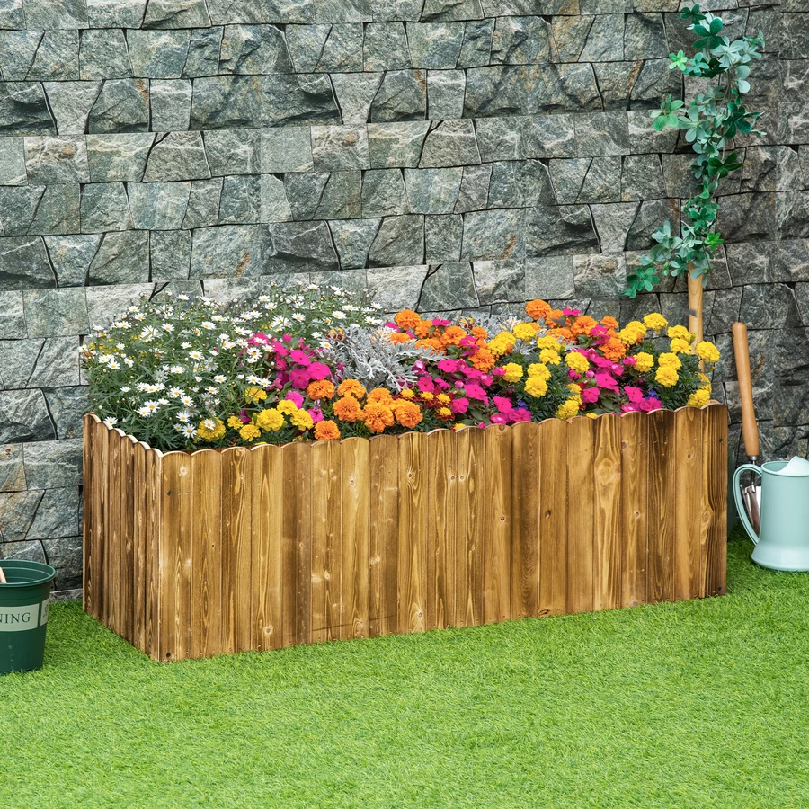 Outsunny Hochbeet mit Holzplatte natur