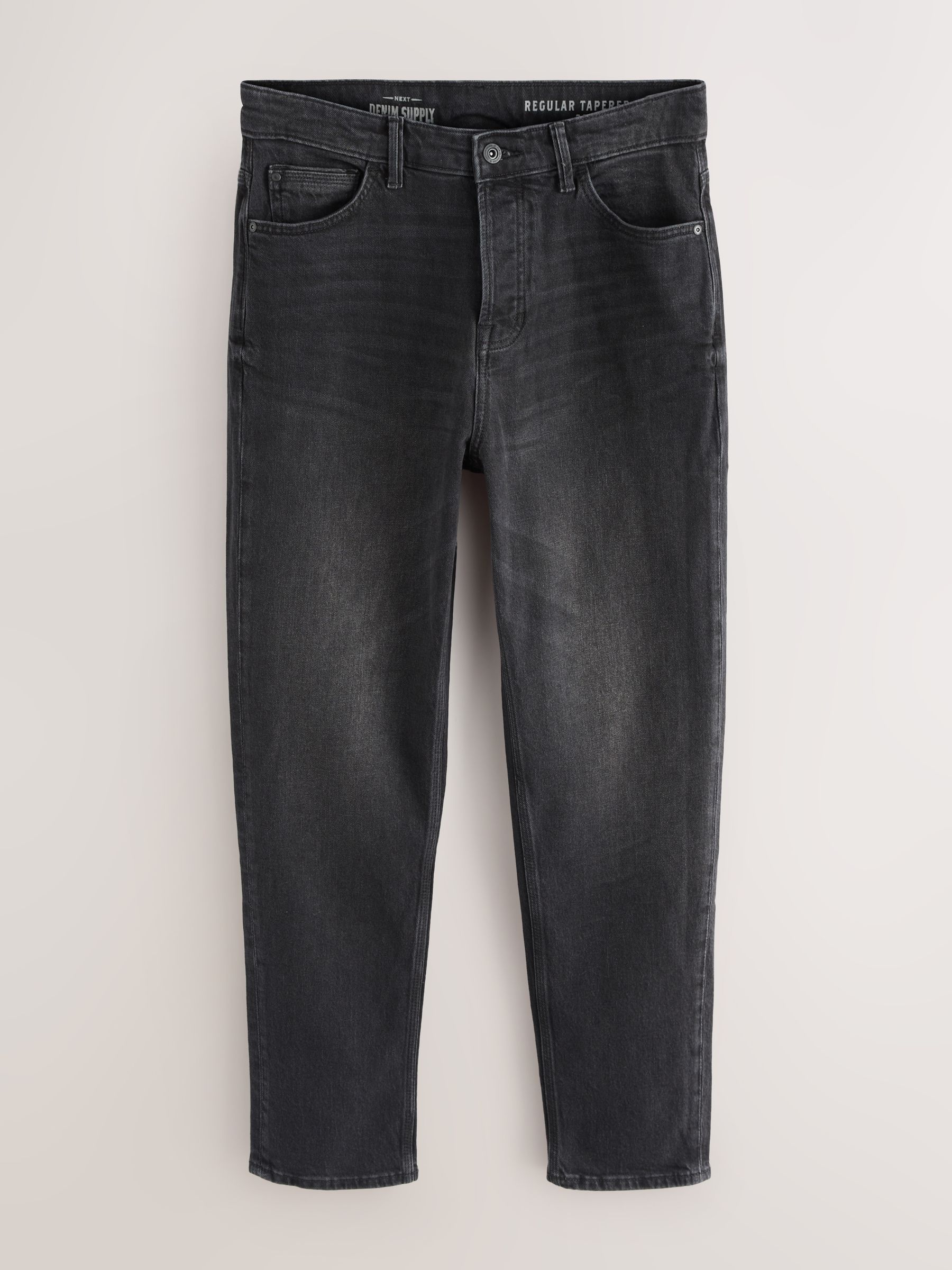 Zwart - Standaard toelopende pasvorm - Authentieke stretch denim jeans