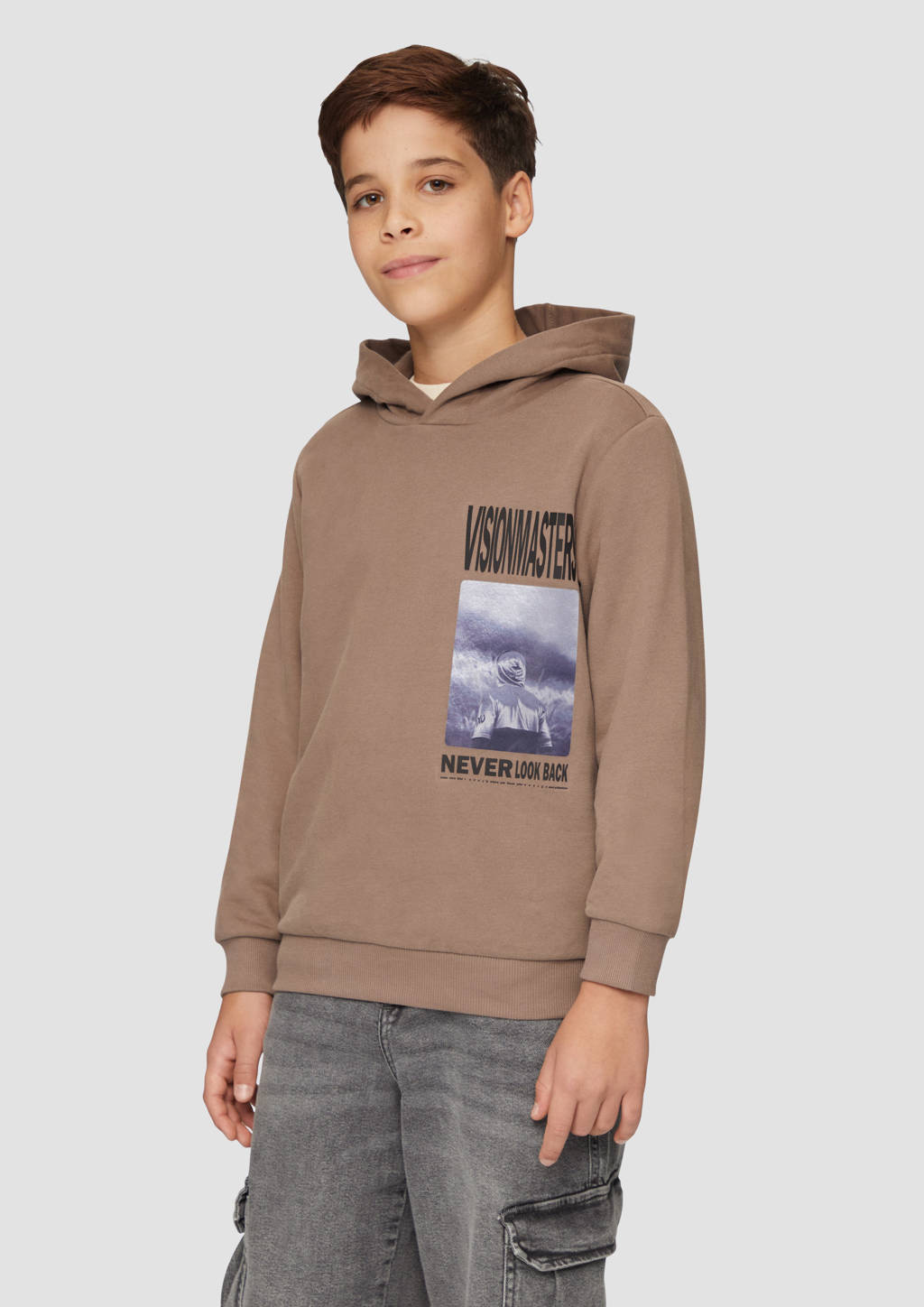 s.Oliver sweater met printopdruk bruin