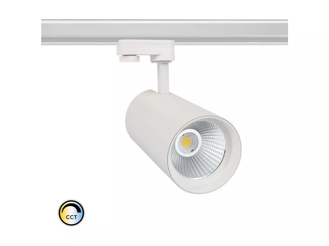 Spot LED sur Rail Triphasé 40W d'Angelo CCT LIFUD Blanc Sélectionnable (chaud-neutre-froid)