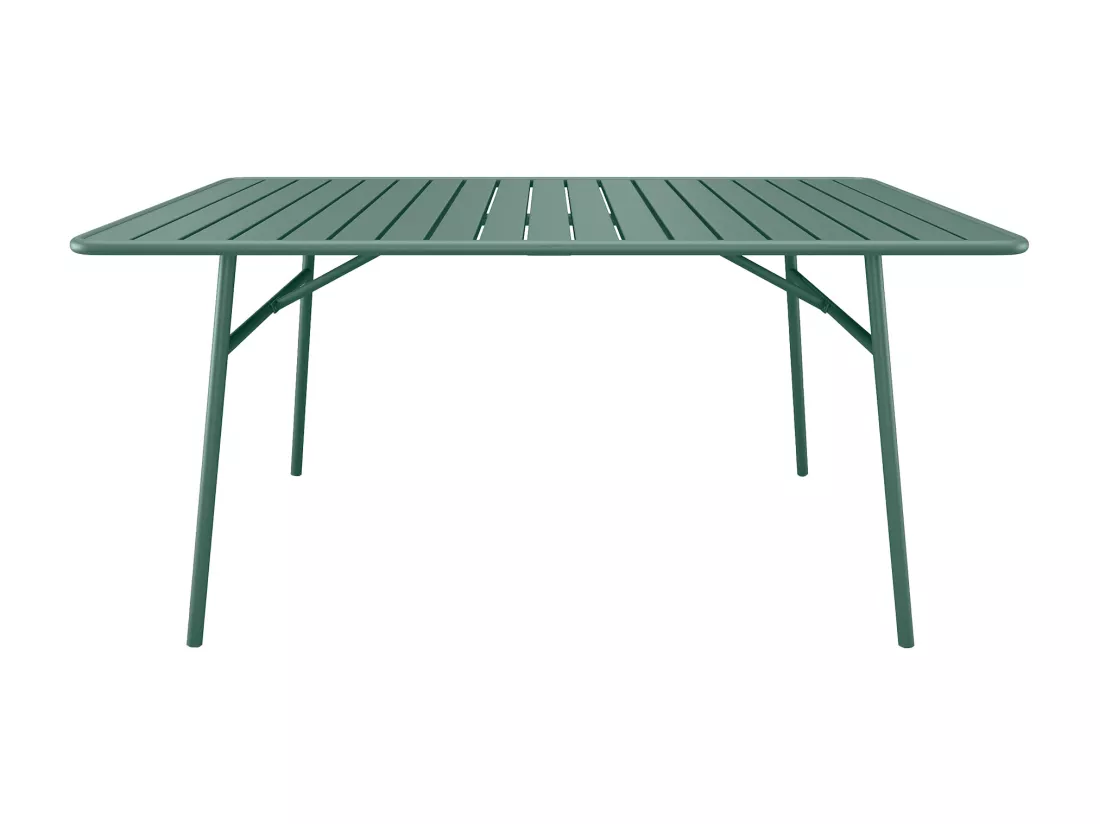 Salle à manger de jardin en métal - une table L.200 cm et 8 fauteuils empilables - Vert amande - MIRMANDE de MYLIA