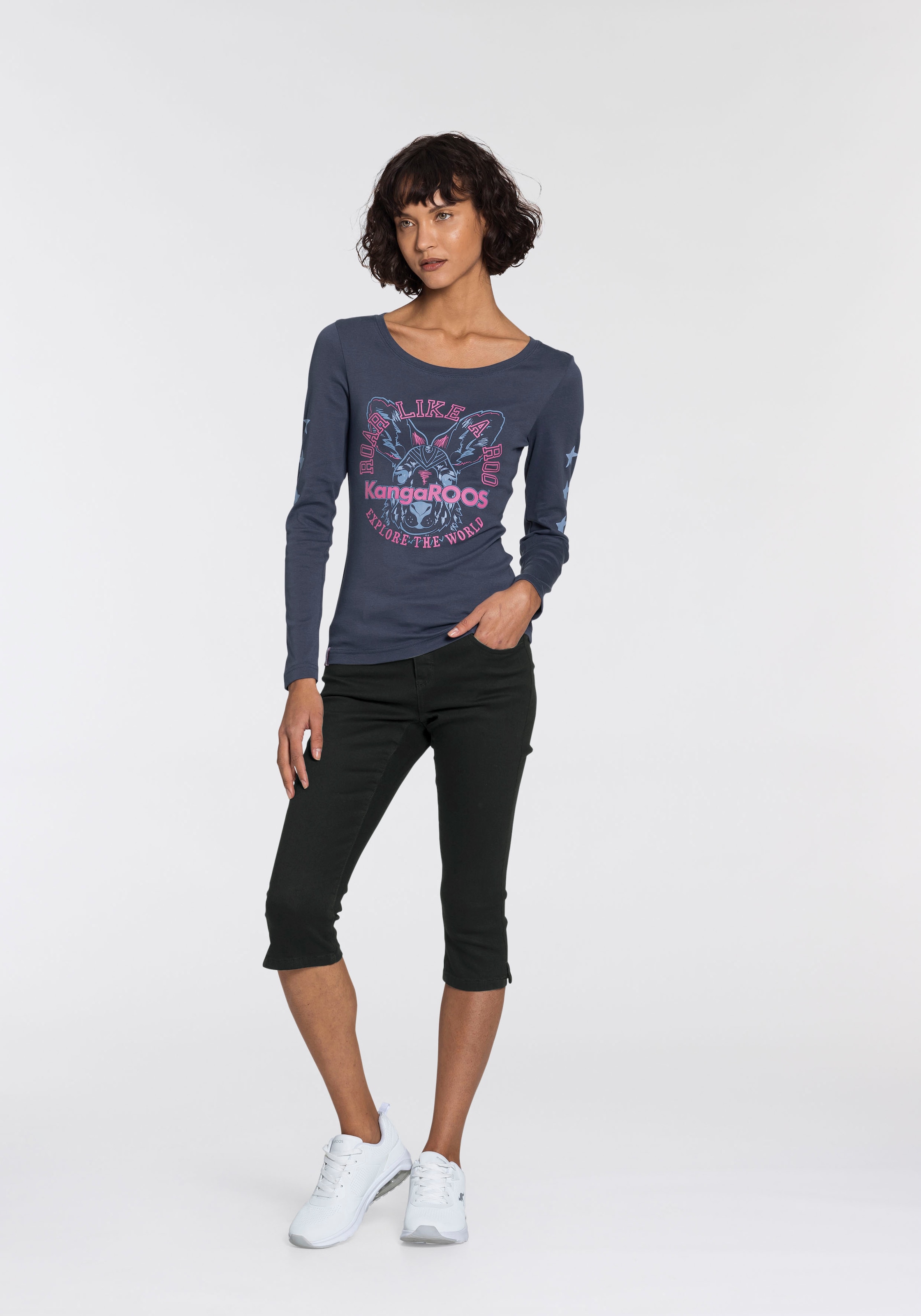 KangaROOS Caprijeans »CAPRI-JEANS mit Gürtel«, mit abnehmbarem Gürteler Set, Skinny Fit,  mit Schlitz,  normale Leibhöhe