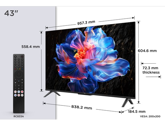 TCL - TV LED 4K 108 cm 43P6K 4K HDR avec Google TV 2025