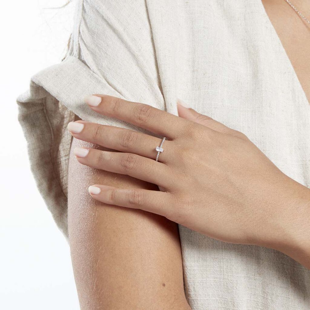 Bague Solitaire Nellette Argent Oxyde De Zirconium