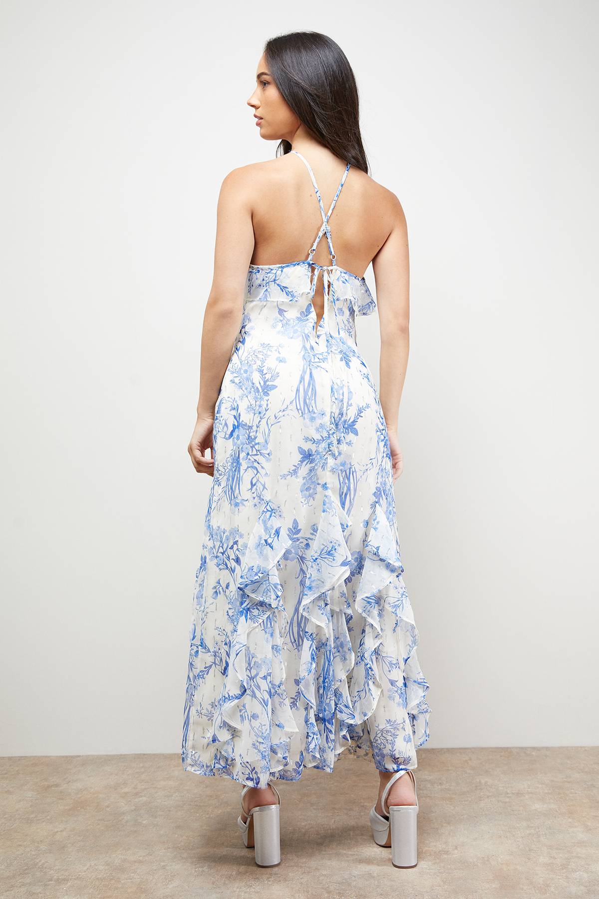 Oasis Robe Maxi à Bretelles Fines et Col Licou