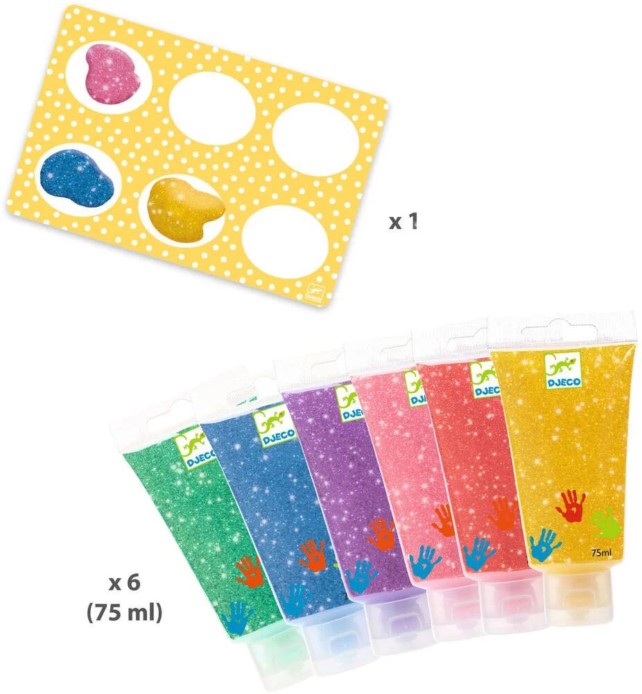 6 TUBES DE PEINTURE A DOIGTS - PAILLETTES