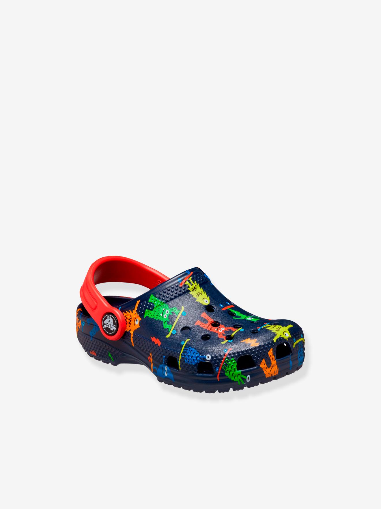 Tamancos Baby CroCS™ Classic Easy Icon, estampa azul escura