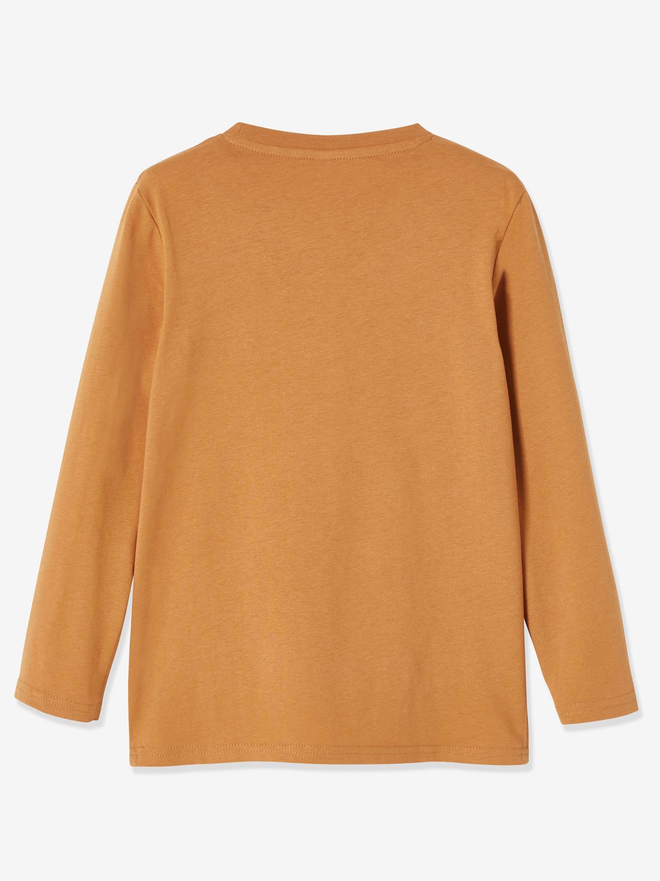 Pacote com 3 camisetas infantis sortidas, marrom médio, lisas com estampas.